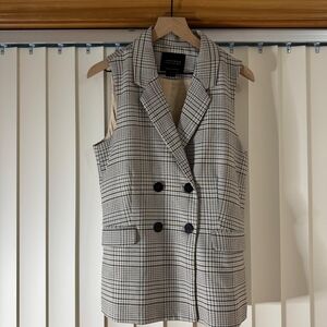 Sanctuary Plaid Sleeveless Double-Breasted Button Lined Vest Women’s Size M